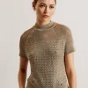 Abaly Metallic Knitted Short Sleeve Top<Ted Baker Discount