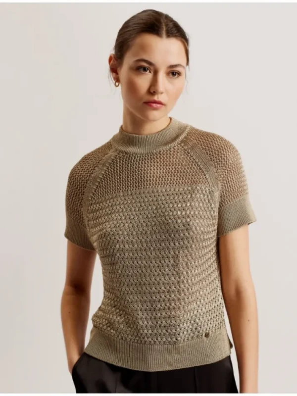 Abaly Metallic Knitted Short Sleeve Top<Ted Baker Discount