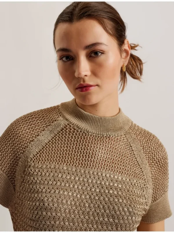 Abaly Metallic Knitted Short Sleeve Top<Ted Baker Discount