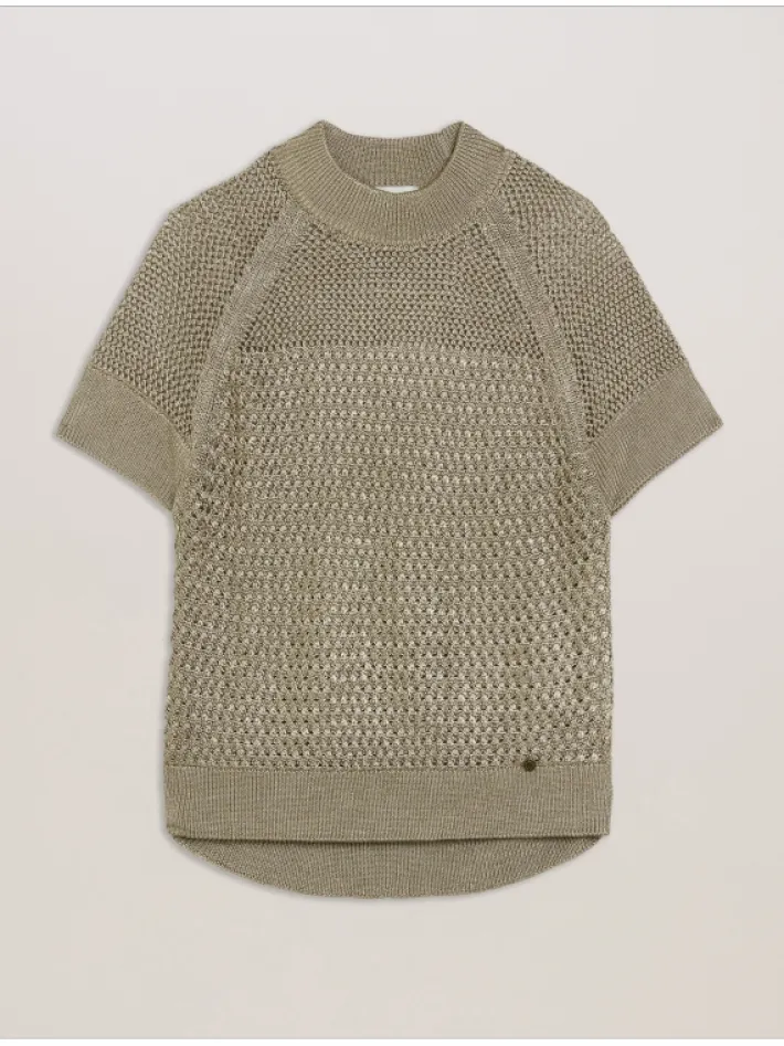 abaly_metallic_knitted_sh_6.webp Abaly Metallic Knitted Short Sleeve Top<Ted Baker Discount