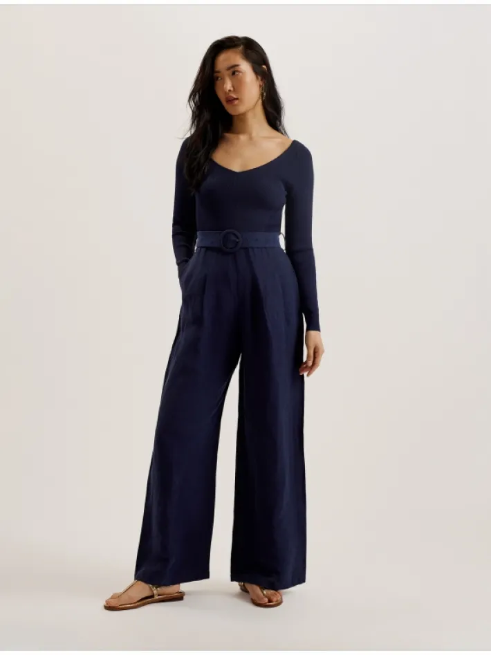 agatea_off_shoulder_belte_0.webp Agatea Off Shoulder Belted Wide Leg Jumpsuit<Ted Baker Store