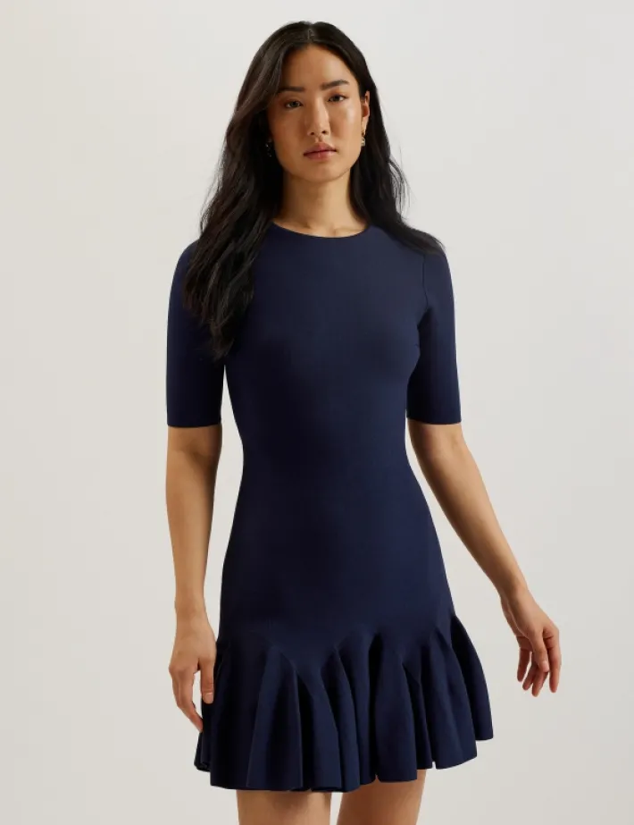 alzann_pleated_hem_knitte_0.webp Alzann Pleated Hem Knitted Bodycon Mini Dress<Ted Baker Online
