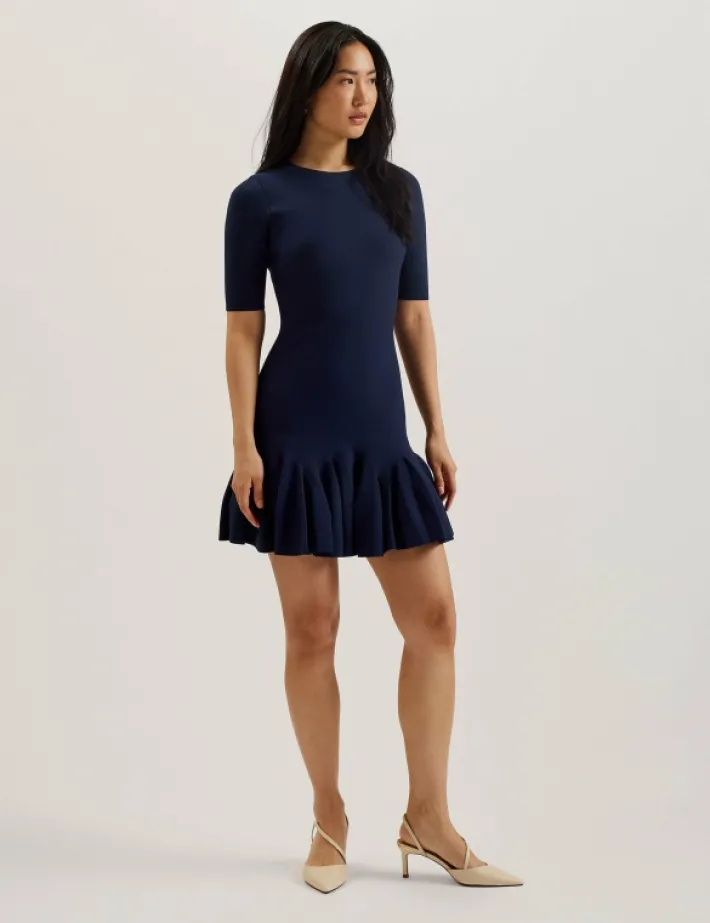 alzann_pleated_hem_knitte_1.webp Alzann Pleated Hem Knitted Bodycon Mini Dress<Ted Baker Online