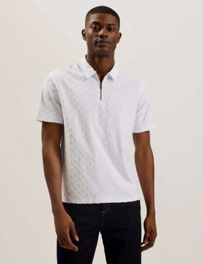 ansom_short_sleeve_regula_0-1.webp Ansom Short Sleeve Regular Textured Towelling Zip Polo<Ted Baker Clearance