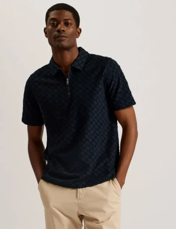 Ansom Short Sleeve Regular Textured Towelling Zip Polo<Ted Baker Sale
