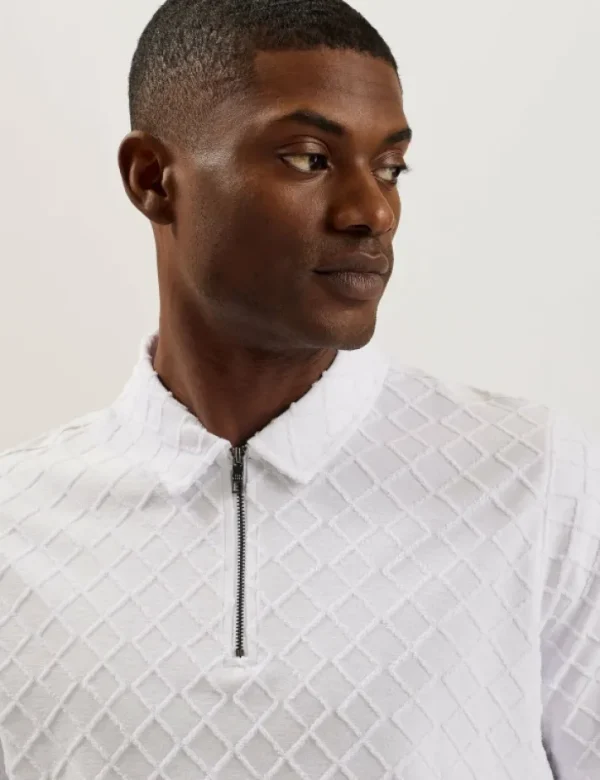 Ansom Short Sleeve Regular Textured Towelling Zip Polo<Ted Baker Clearance