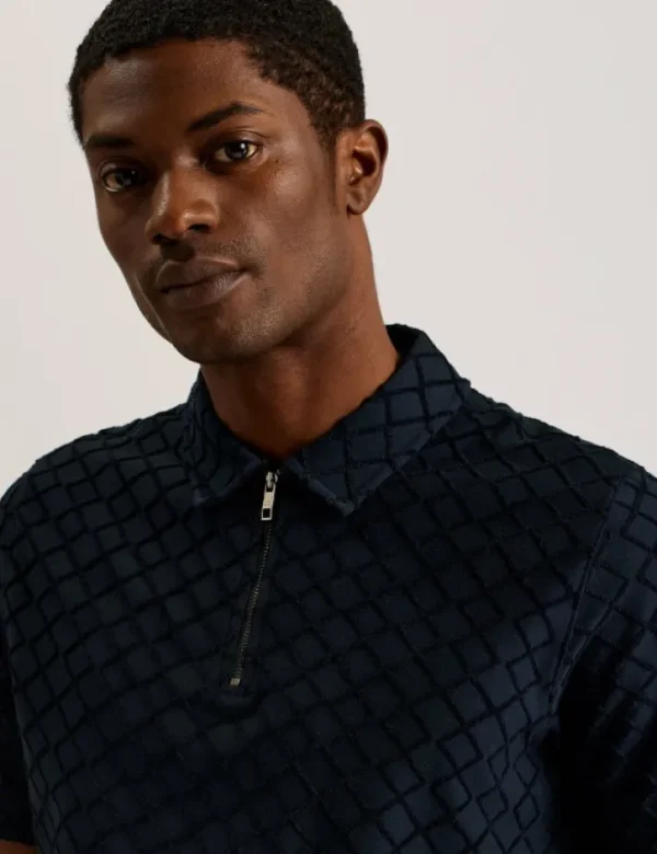 Ansom Short Sleeve Regular Textured Towelling Zip Polo<Ted Baker Sale
