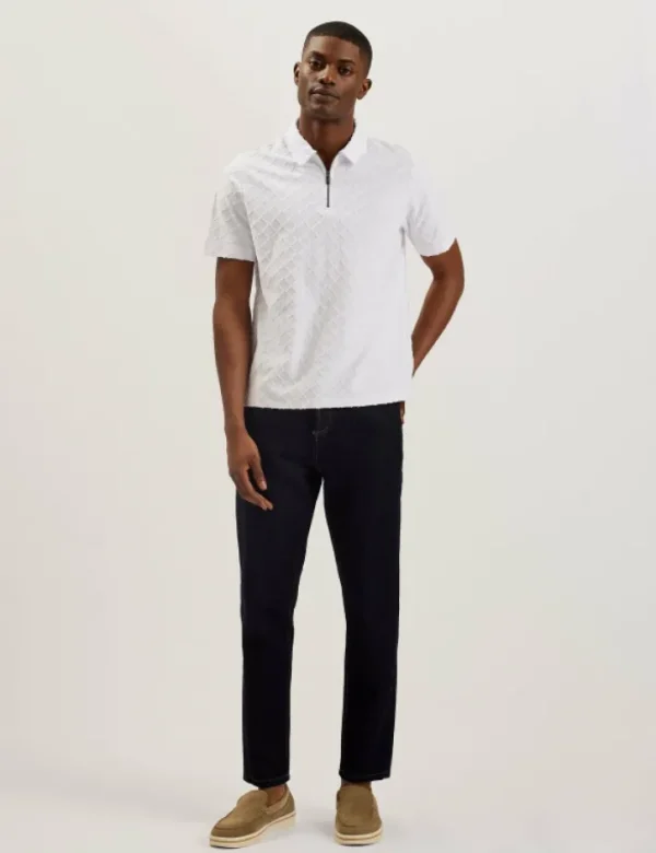 Ansom Short Sleeve Regular Textured Towelling Zip Polo<Ted Baker Clearance
