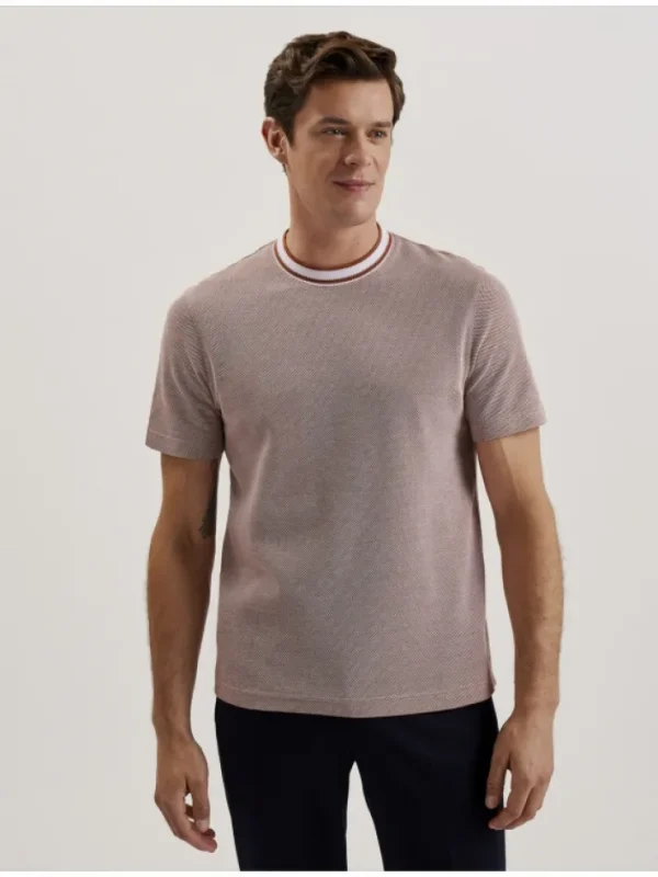 Arlon Textured Stripe Detail Cotton T-Shirt<Ted Baker Clearance