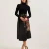 Asnes Knit Bodice Midi Dress With Printed Skirt<Ted Baker Best Sale