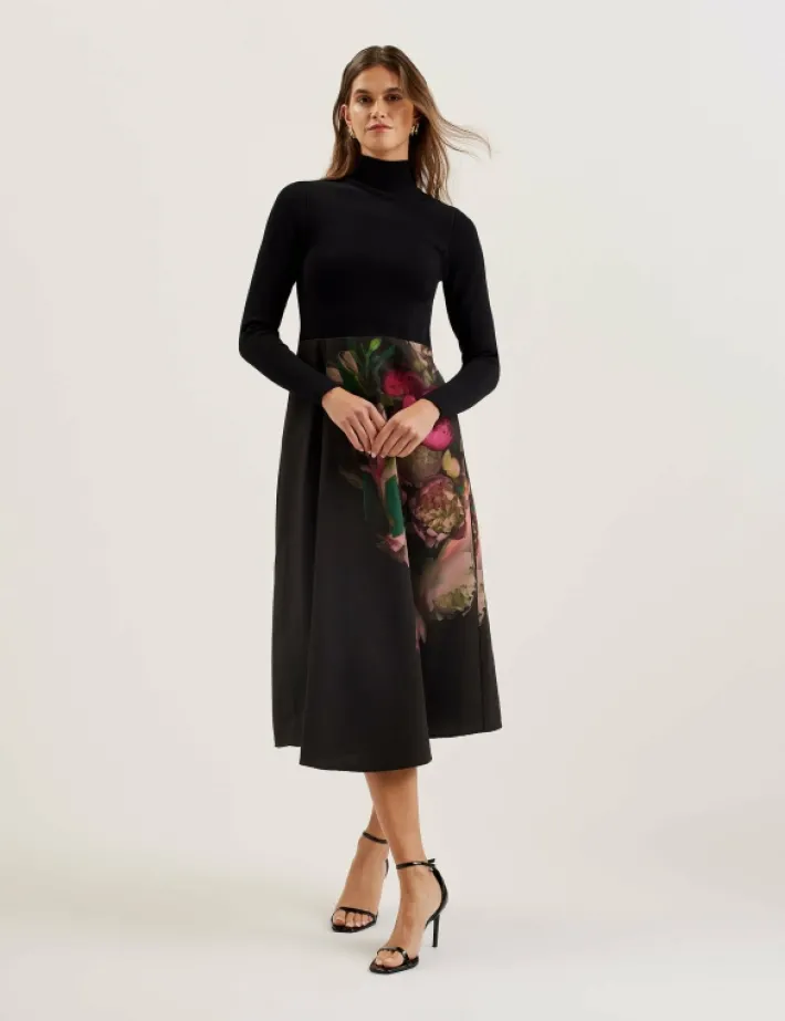 asnes_knit_bodice_midi_dr_0.webp Asnes Knit Bodice Midi Dress With Printed Skirt<Ted Baker Best Sale