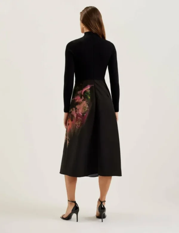 Asnes Knit Bodice Midi Dress With Printed Skirt<Ted Baker Best Sale