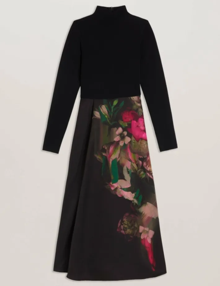 asnes_knit_bodice_midi_dr_5.webp Asnes Knit Bodice Midi Dress With Printed Skirt<Ted Baker Best Sale
