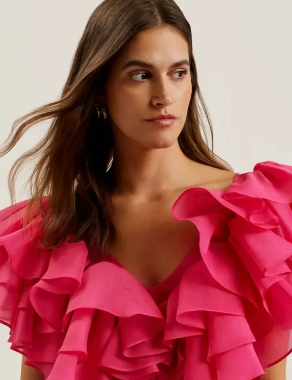 Calonda Oversized Frill Trim V-Neck Top<Ted Baker Clearance