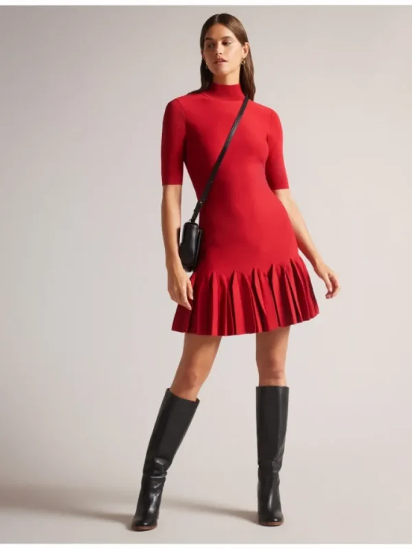 Canddy Pleated Hem Bodycon Knit Mini Dress<Ted Baker New