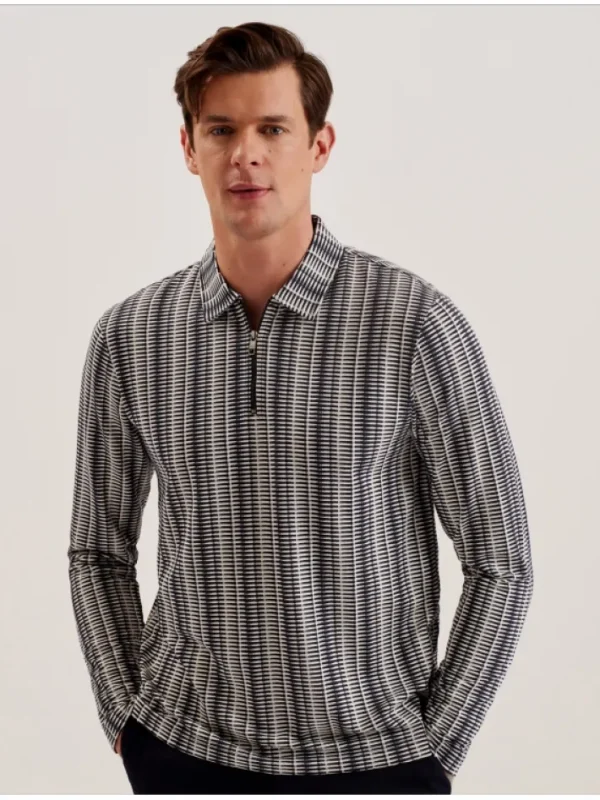 Capuzzo Long Sleeve Geo Stripe Zip Polo Shirt<Ted Baker Online