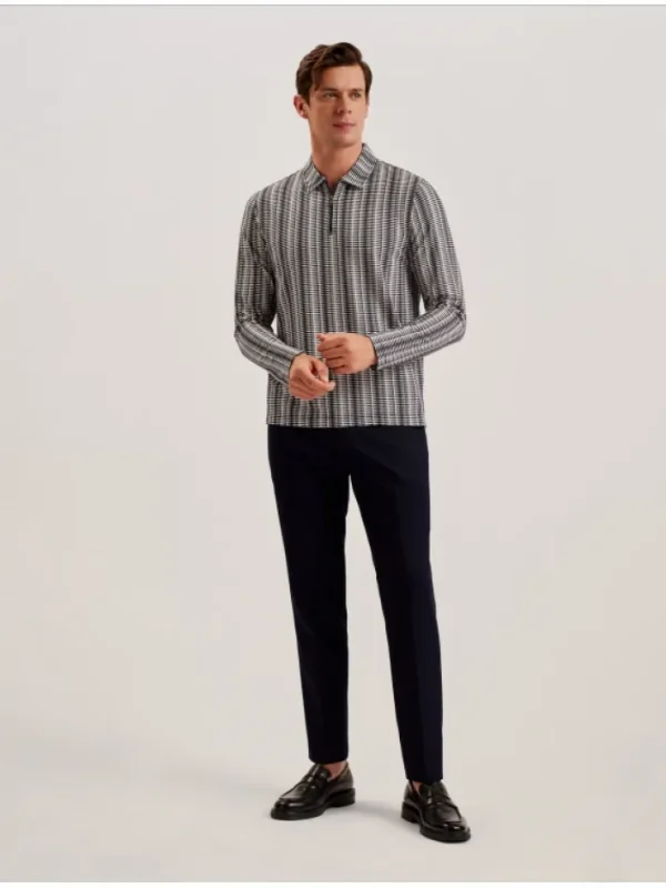 Capuzzo Long Sleeve Geo Stripe Zip Polo Shirt<Ted Baker Online