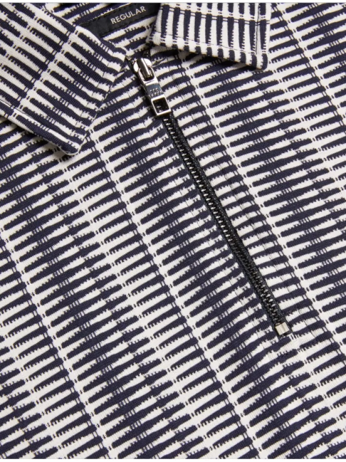 capuzzo_long_sleeve_geo_s_2.webp Capuzzo Long Sleeve Geo Stripe Zip Polo Shirt<Ted Baker Online