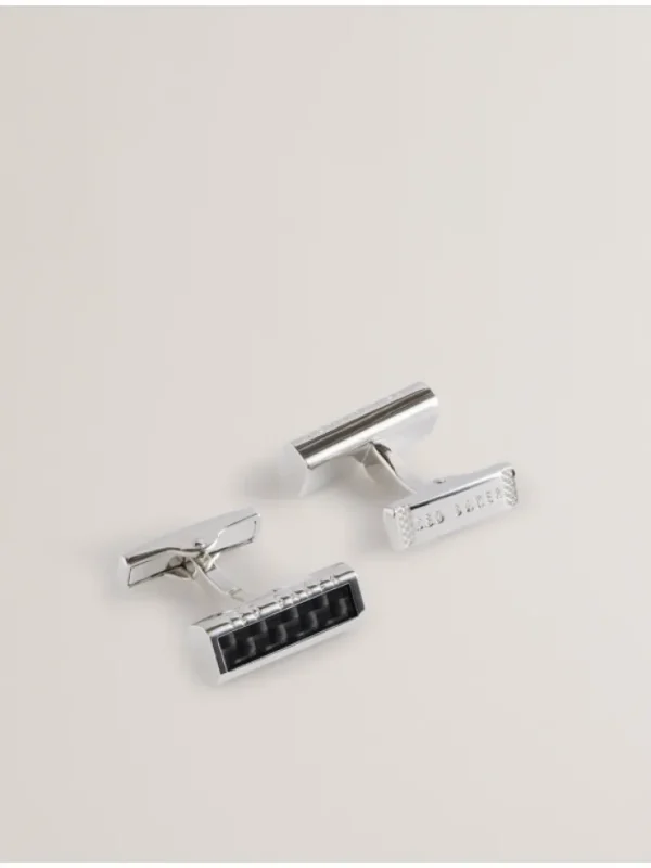 Carbie Carbon Fibre Bar Metal Cufflinks<Ted Baker Best