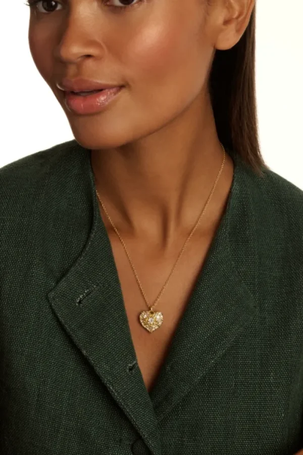 Cherish Crystal Cluster Heart Locket Pendant Necklace<Ted Baker Clearance