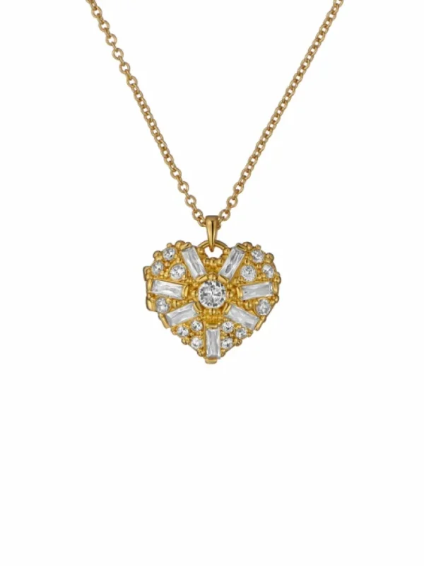 Cherish Crystal Cluster Heart Locket Pendant Necklace<Ted Baker Clearance