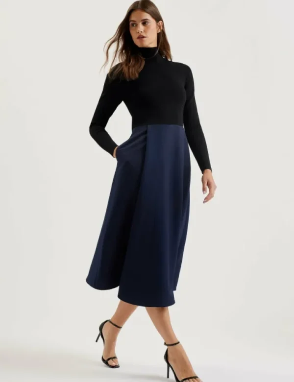 Chira Knit Bodice Midi Dress With Wrap Skirt<Ted Baker Flash Sale