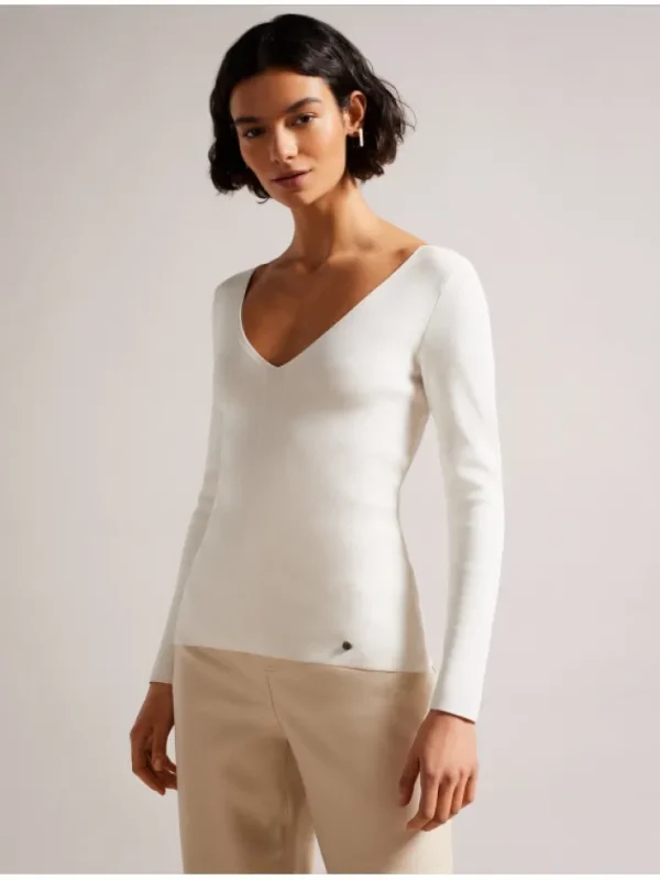 Cileste Fitted V-Neck Long Sleeve Knit Top<Ted Baker Online