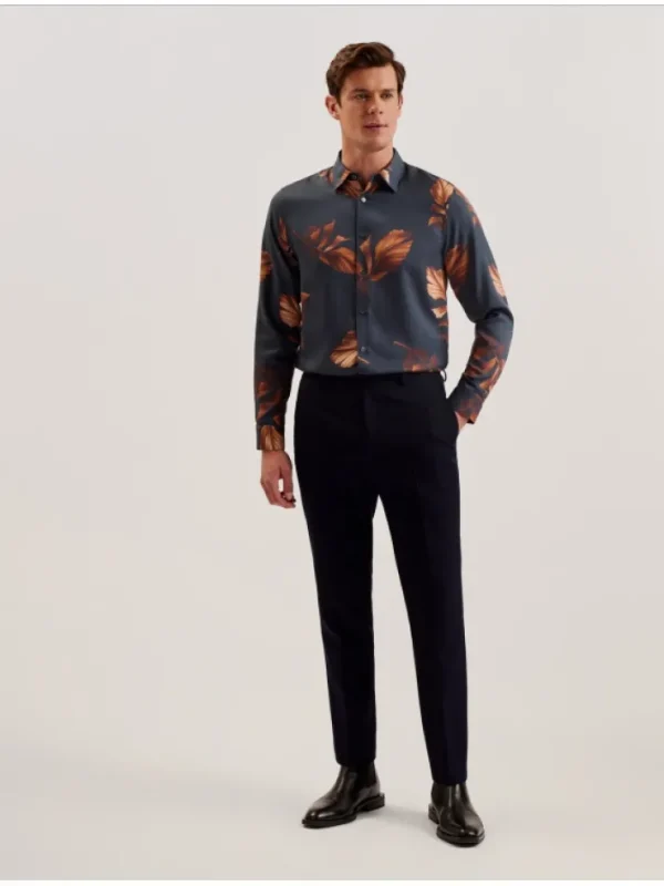 Coltons Leaf Print Long Sleeve Lyocell Shirt<Ted Baker Best Sale