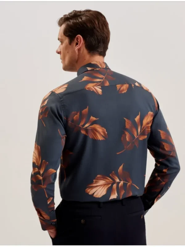 Coltons Leaf Print Long Sleeve Lyocell Shirt<Ted Baker Best Sale