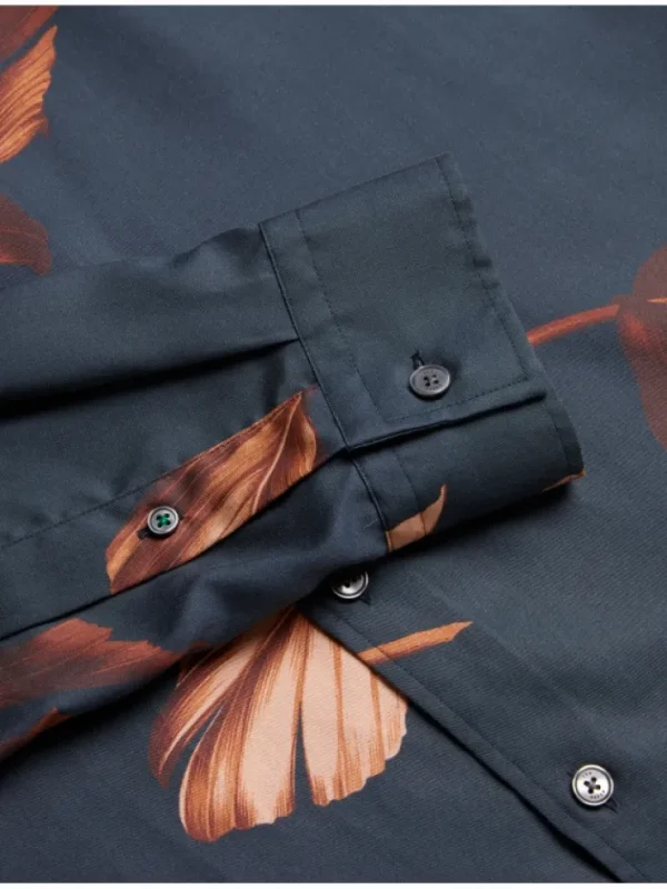 Coltons Leaf Print Long Sleeve Lyocell Shirt<Ted Baker Best Sale