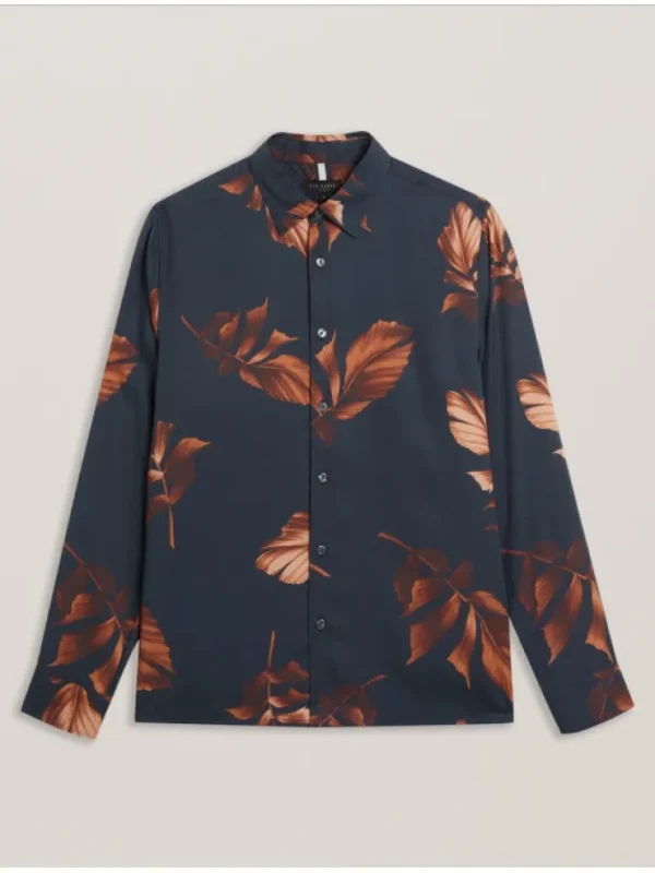 Coltons Leaf Print Long Sleeve Lyocell Shirt<Ted Baker Best Sale