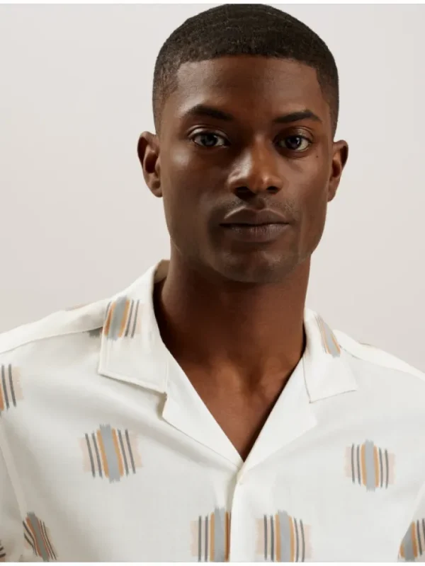 Dimitre Printed Cotton Linen Short Sleeve Shirt<Ted Baker Shop