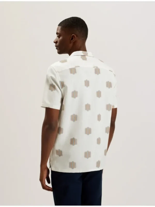 Dimitre Printed Cotton Linen Short Sleeve Shirt<Ted Baker Shop
