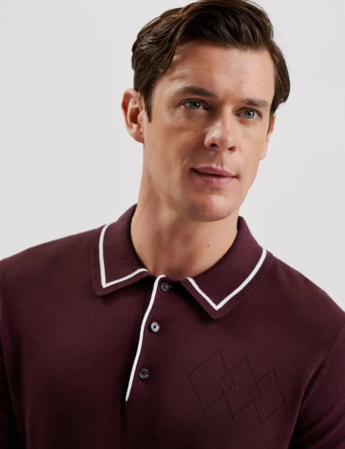 dunow_pointelle_detail_st_3.webp Dunow Pointelle Detail Striped Trim Polo Shirt<Ted Baker Best Sale