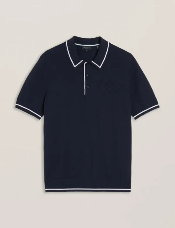 Dunow Pointelle Detail Striped Trim Polo Shirt<Ted Baker Flash Sale