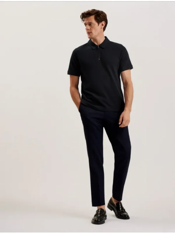 Elgrave Ribbed Cotton Zip Neck Polo Shirt<Ted Baker Flash Sale