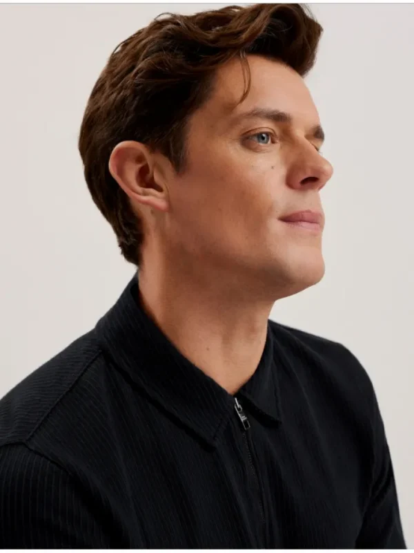 Elgrave Ribbed Cotton Zip Neck Polo Shirt<Ted Baker Flash Sale