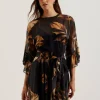 Elster Printed Chiffon Mini Dress With Tie Waist<Ted Baker New