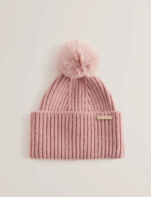 Emilyya Ribbed Knit Fluffy Bobble Hat<Ted Baker Discount