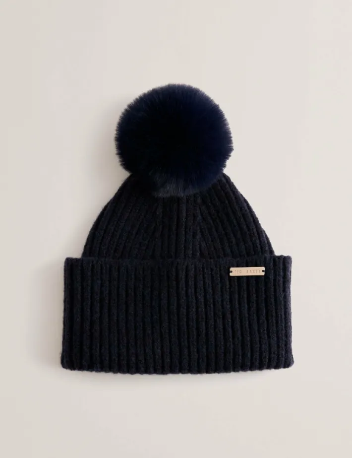 emilyya_ribbed_knit_fluff_0-2.webp Emilyya Ribbed Knit Fluffy Bobble Hat<Ted Baker Online