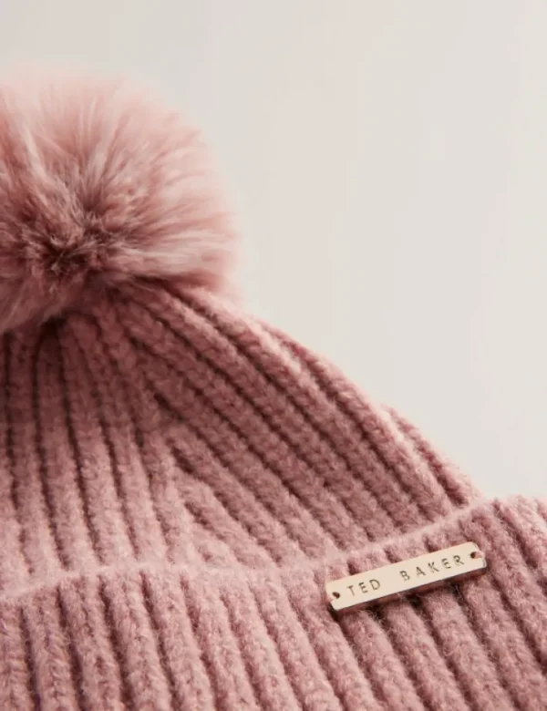Emilyya Ribbed Knit Fluffy Bobble Hat<Ted Baker Discount