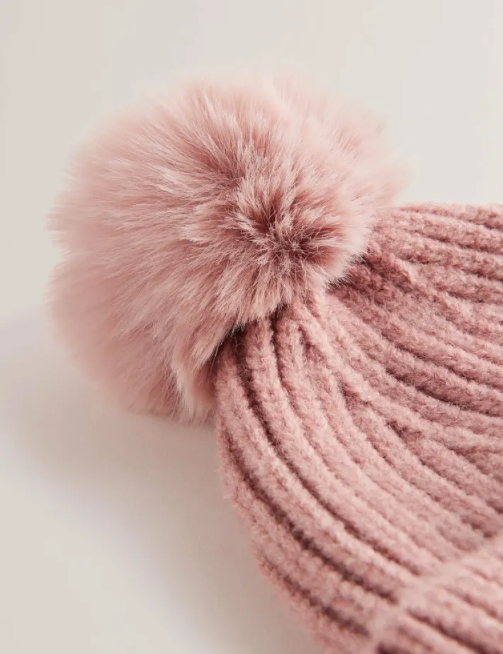 emilyya_ribbed_knit_fluff_2-1.webp Emilyya Ribbed Knit Fluffy Bobble Hat<Ted Baker Discount