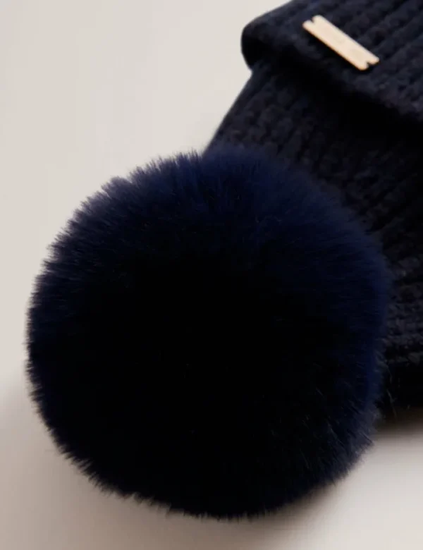 Emilyya Ribbed Knit Fluffy Bobble Hat<Ted Baker Online