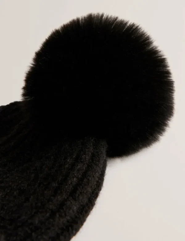 Emilyya Ribbed Knit Fluffy Bobble Hat<Ted Baker Cheap
