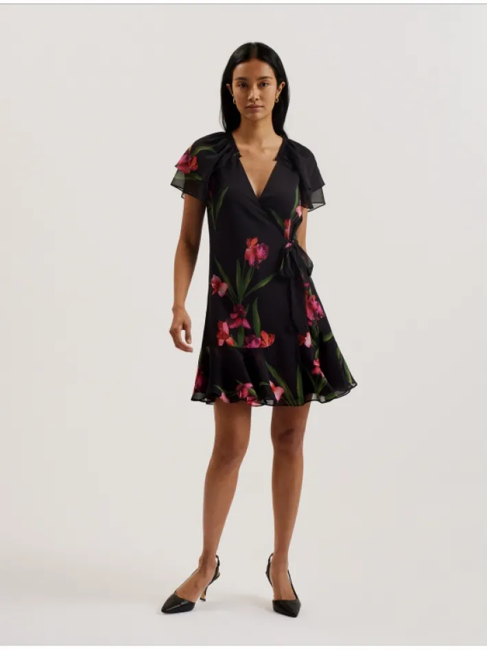fasnia_floral_angel_sleev_0.webp Fasnia Floral Angel Sleeve Wrap Mini Dress<Ted Baker Fashion