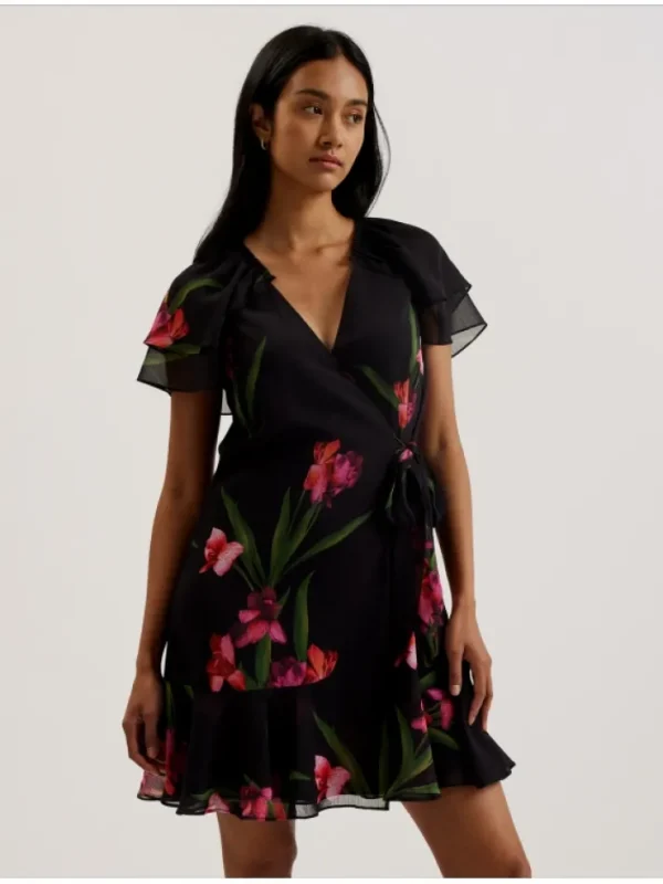 Fasnia Floral Angel Sleeve Wrap Mini Dress<Ted Baker Fashion