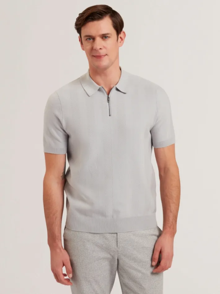 fourd_short_sleeve_herrin_1-2.webp Fourd Short Sleeve Herringbone Zip Polo<Ted Baker Sale