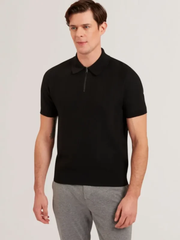 Fourd Short Sleeve Herringbone Zip Polo<Ted Baker Best