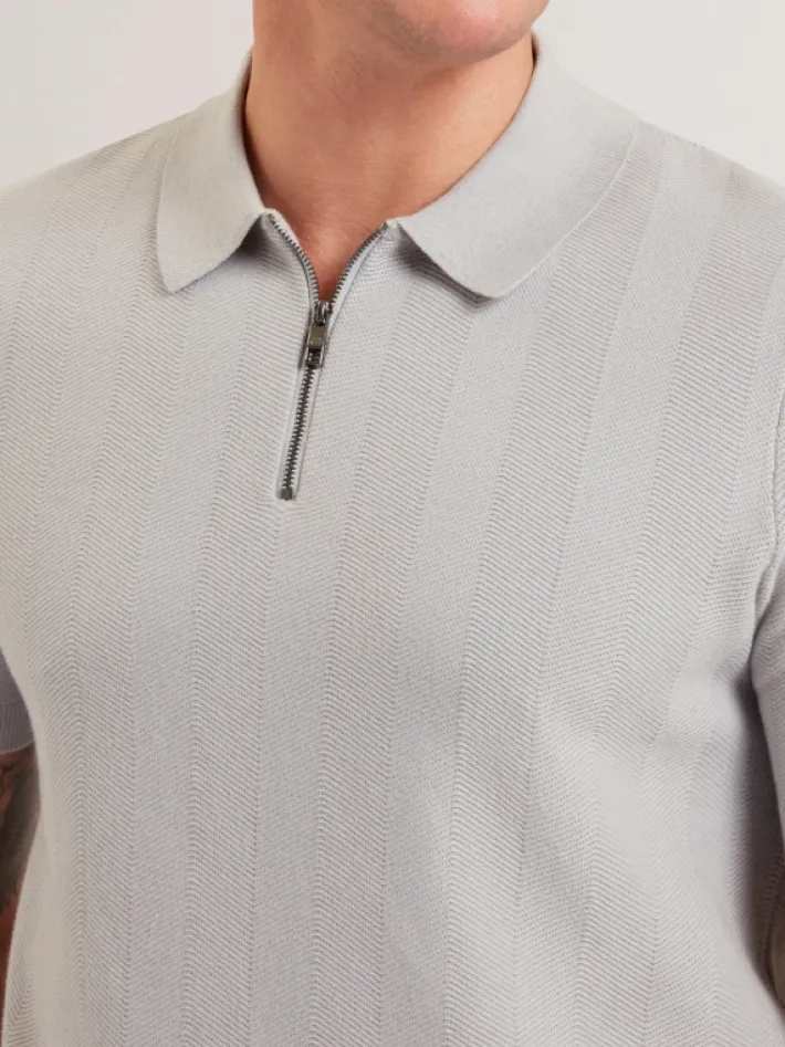 fourd_short_sleeve_herrin_2-2.webp Fourd Short Sleeve Herringbone Zip Polo<Ted Baker Sale