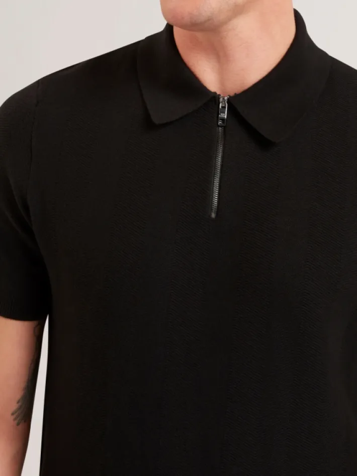fourd_short_sleeve_herrin_2.webp Fourd Short Sleeve Herringbone Zip Polo<Ted Baker Best